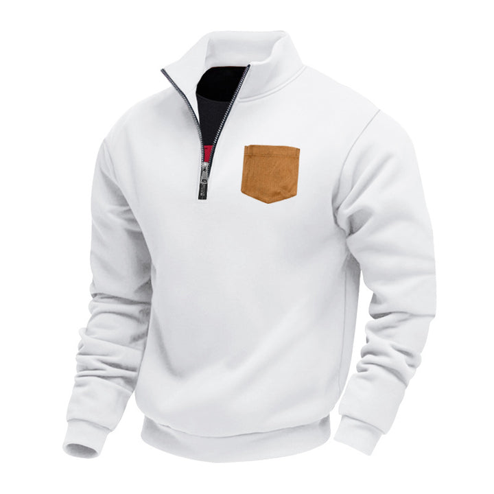 Herrens elegant sweatshirt med halv dragkedja och praktisk bröstficka Mirla-Eva Jonsson