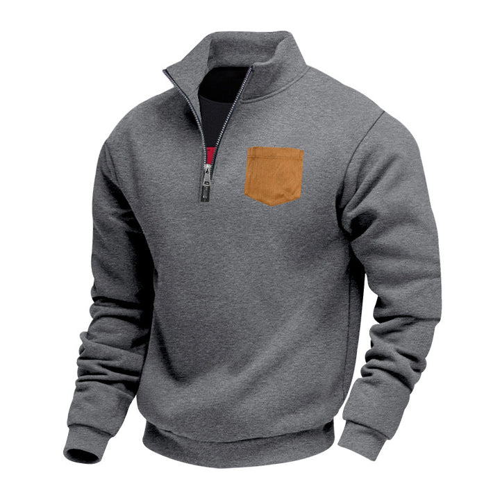 Herrens elegant sweatshirt med halv dragkedja och praktisk bröstficka Mirla-Eva Jonsson