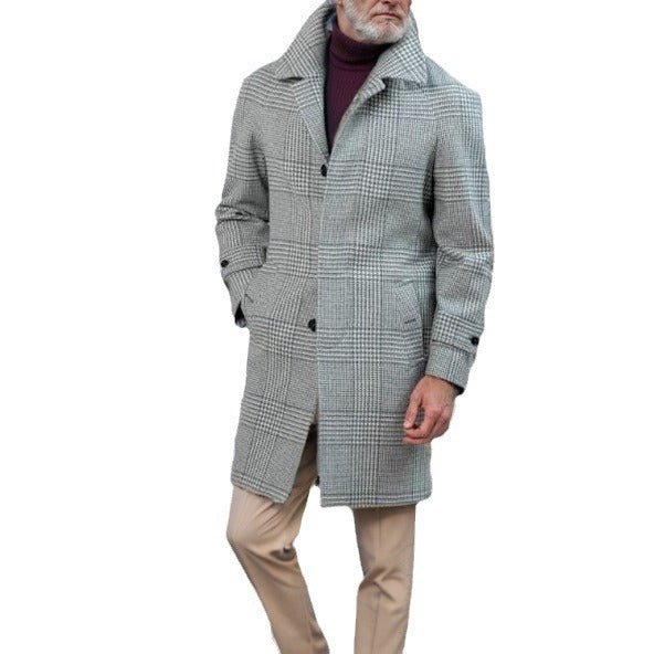 Herrens elegant trench coat med modernt rutmönster och midjebälte Eva Jonsson-Eva Jonsson