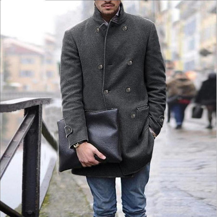 Herrens elegant ull Dufflecoat med dubbelknapprad och praktiska fickor Eva Jonsson-Eva Jonsson