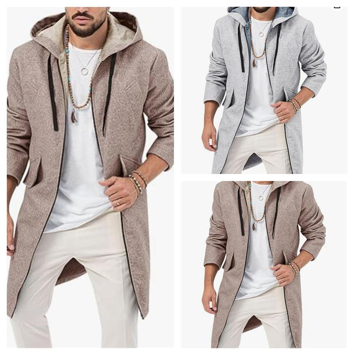 Herrens fashion long jacket with practical hood design Mirla-Eva Jonsson