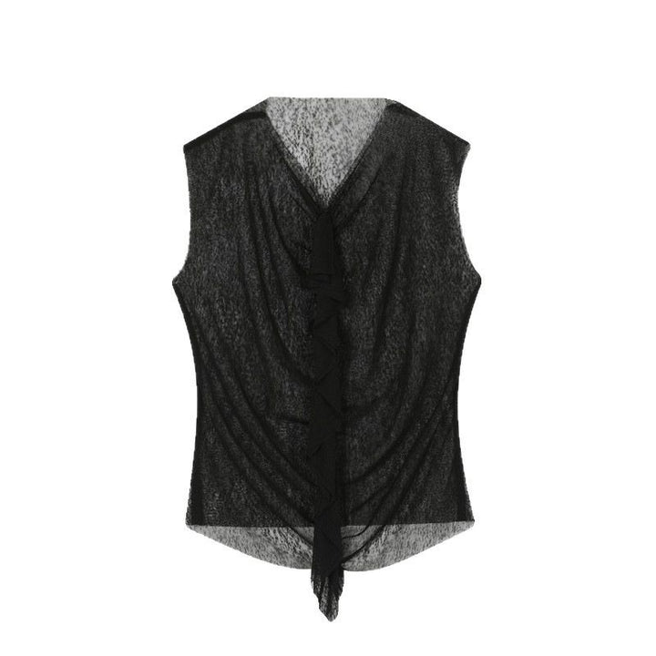 Herrens fashionabel ärmlös topp med transparent design och raffinerade detaljer Mirla-Eva Jonsson