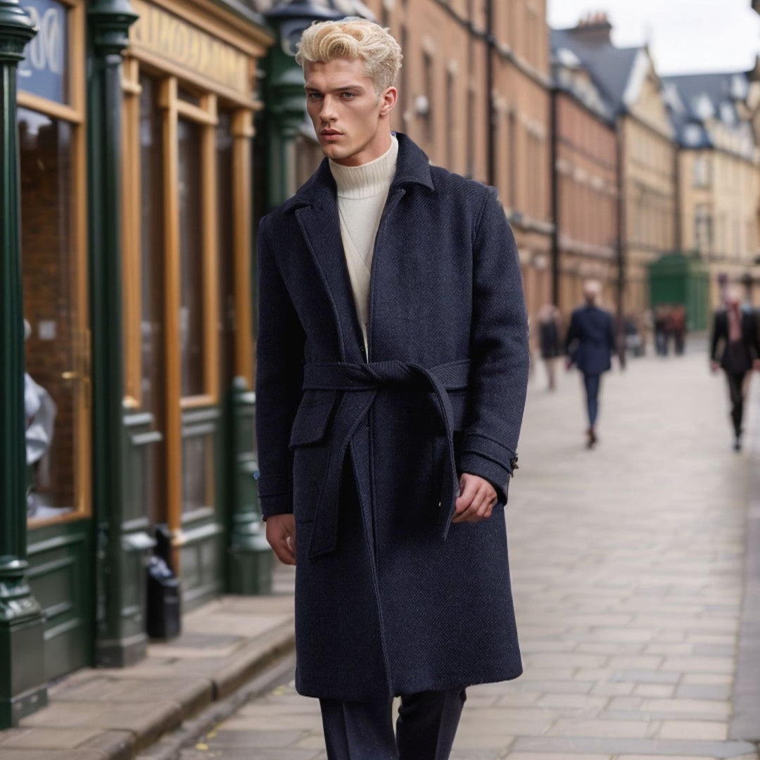 Herrens fashionabel ullkappa med hög krage Mirla-Eva Jonsson