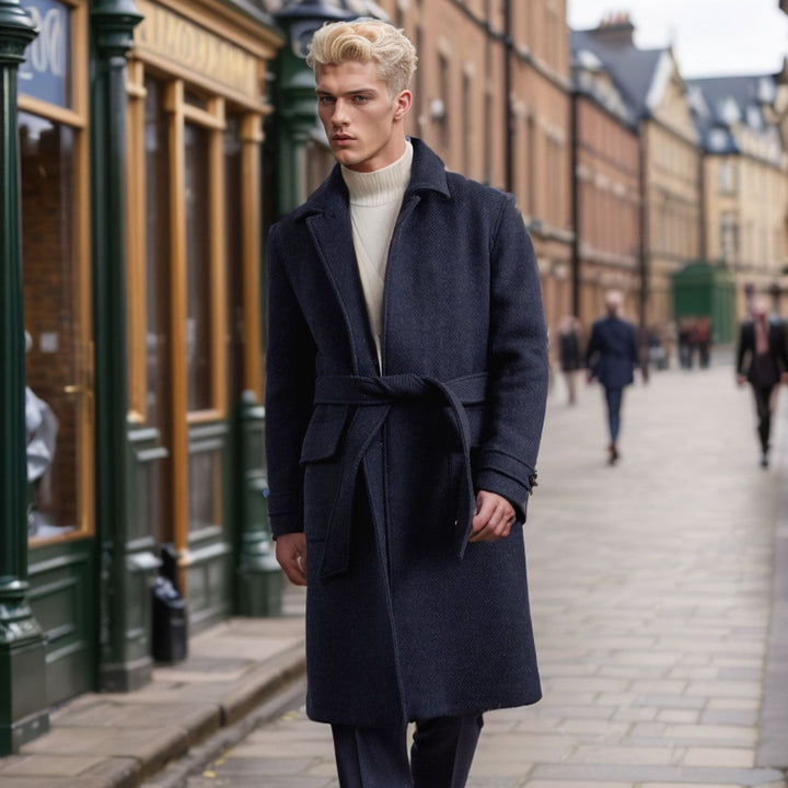 Herrens fashionabel ullkappa med hög krage Mirla-Eva Jonsson