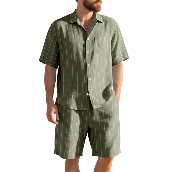 Herrens fashionable kortärmad skjorta och shorts set Mirla-Eva Jonsson