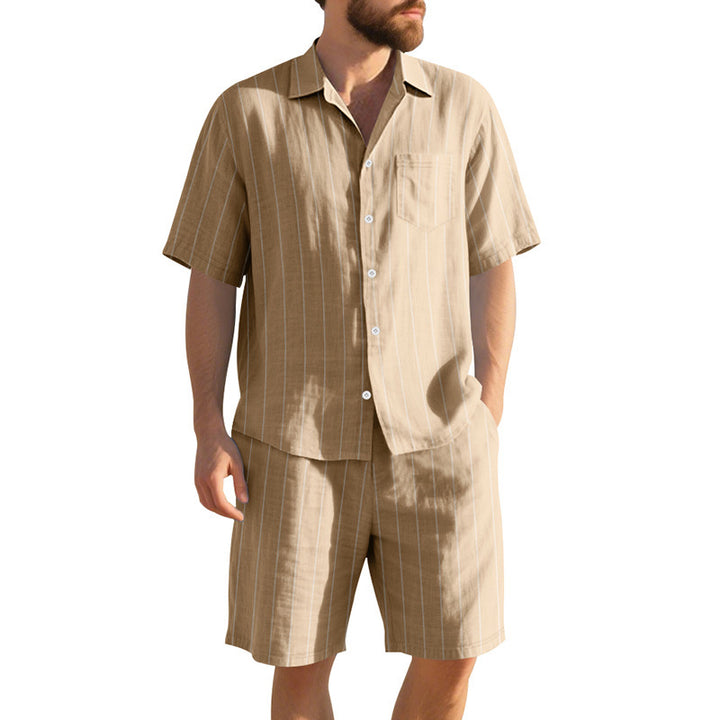 Herrens fashionable kortärmad skjorta och shorts set Mirla-Eva Jonsson