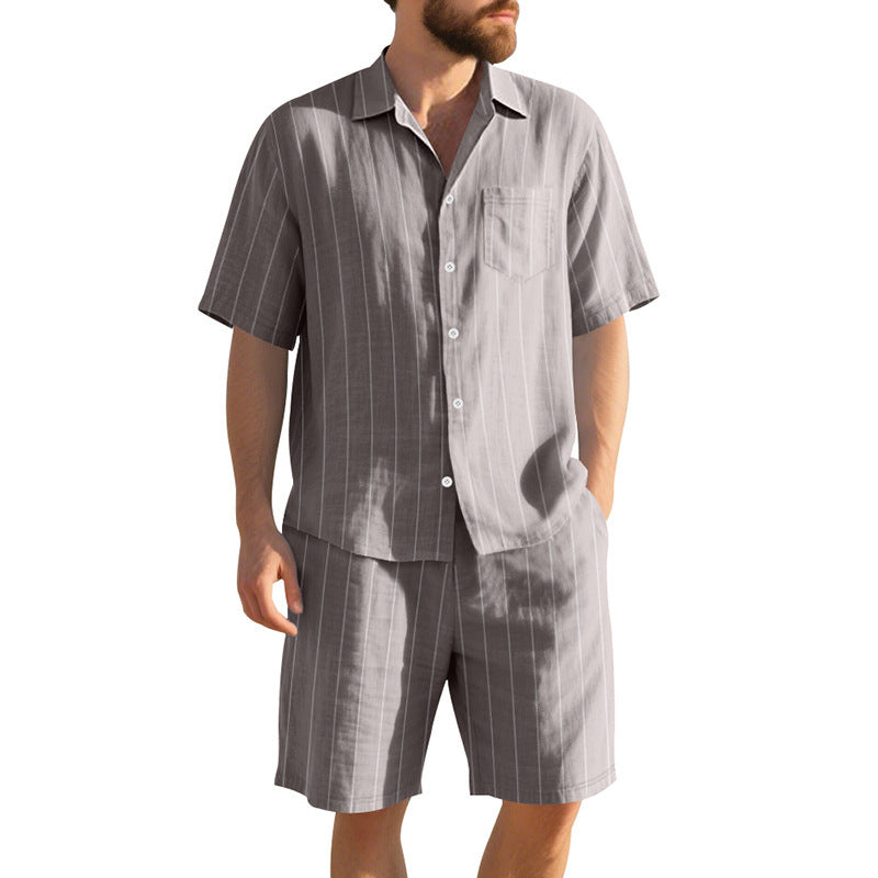 Herrens fashionable kortärmad skjorta och shorts set Mirla-Eva Jonsson