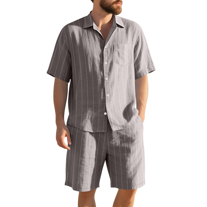 Herrens fashionable kortärmad skjorta och shorts set Mirla-Eva Jonsson