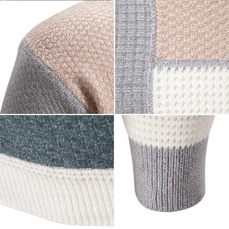 Herrens fashionable tröja med strukturerad färgblockdesign Mirla-Eva Jonsson