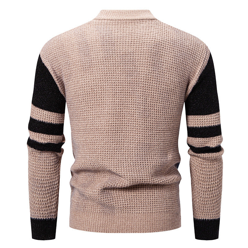 Herrens fashionable tröja med strukturerad färgblockdesign Mirla-Eva Jonsson