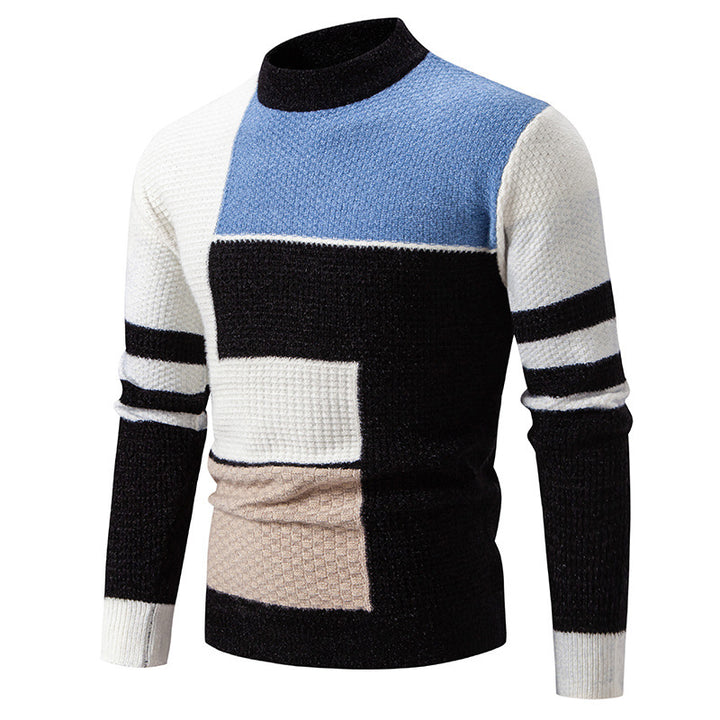 Herrens fashionable tröja med strukturerad färgblockdesign Mirla-Eva Jonsson