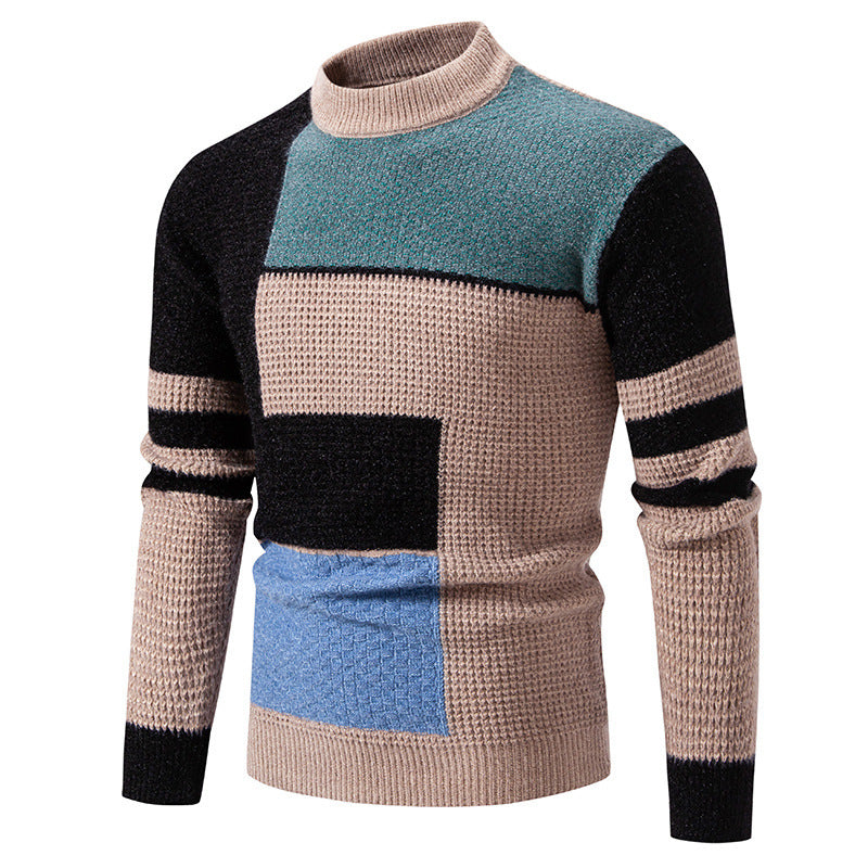 Herrens fashionable tröja med strukturerad färgblockdesign Mirla-Eva Jonsson