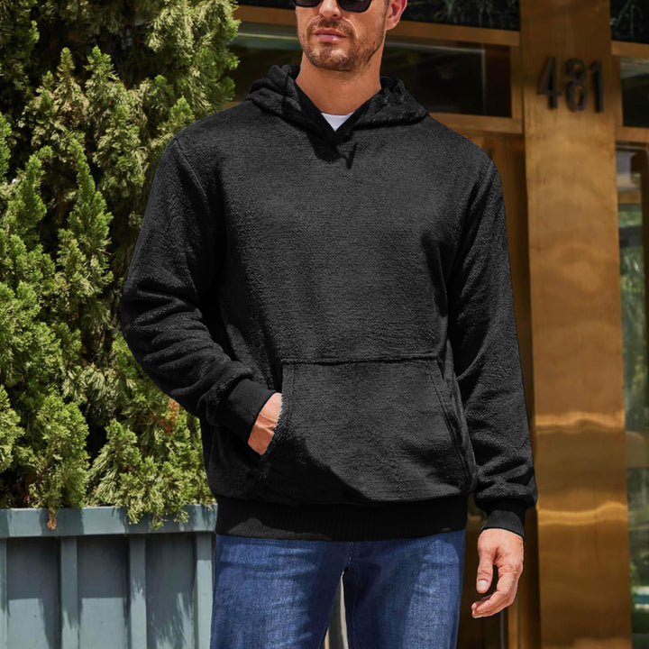 Herrens fluffiga fleece hoodie med kenguruficka Mirla-Eva Jonsson