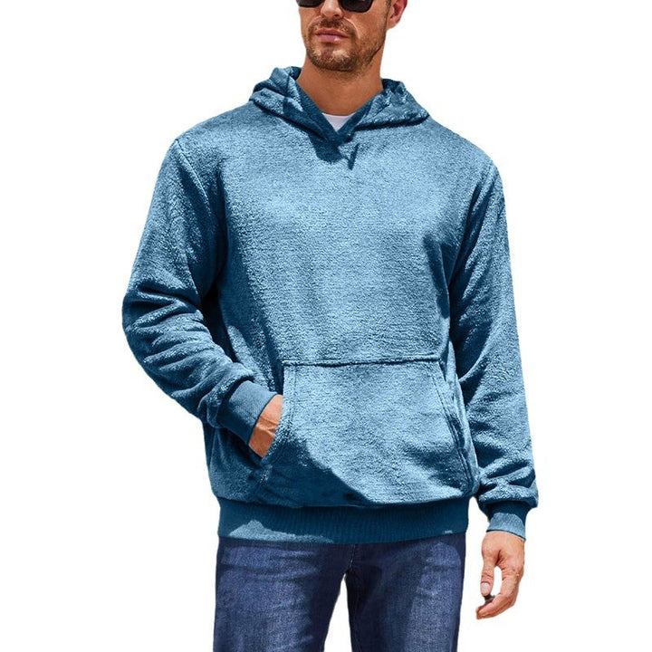 Herrens fluffiga fleece hoodie med kenguruficka Mirla-Eva Jonsson