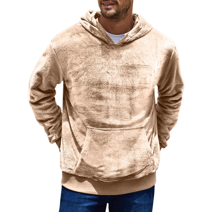 Herrens fluffiga fleece hoodie med kenguruficka Mirla-Eva Jonsson