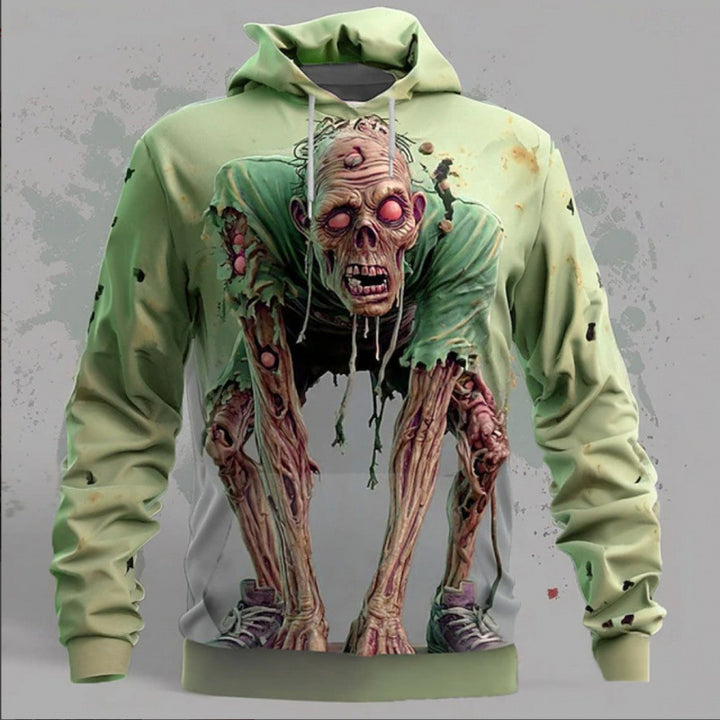 Herrens hoodie med kreativt zombie-motiv Mirla-Eva Jonsson
