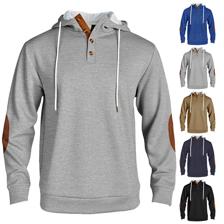 Herrens hoodie med modeknappslå och strukturerad design Mirla-Eva Jonsson