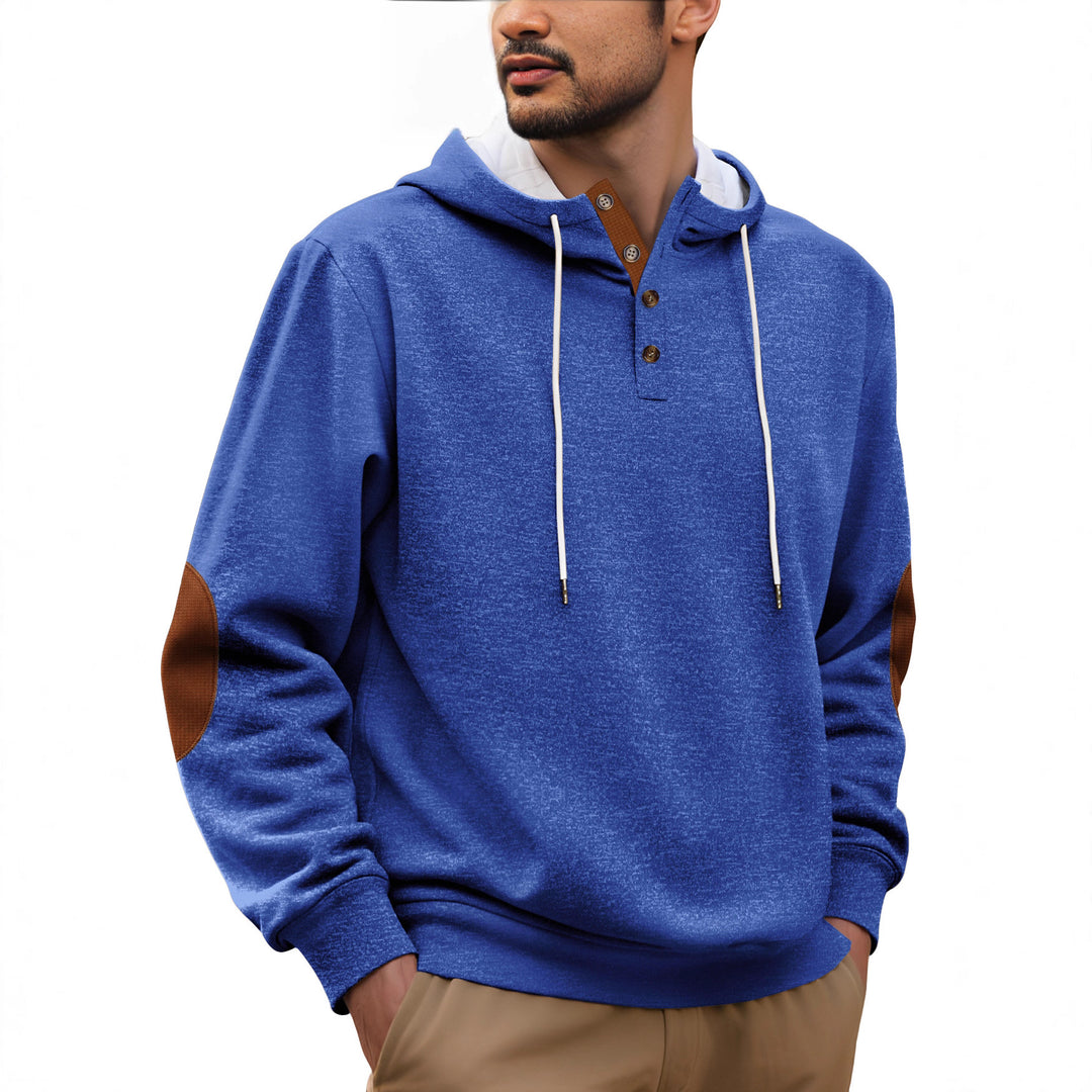 Herrens hoodie med modeknappslå och strukturerad design Mirla-Eva Jonsson