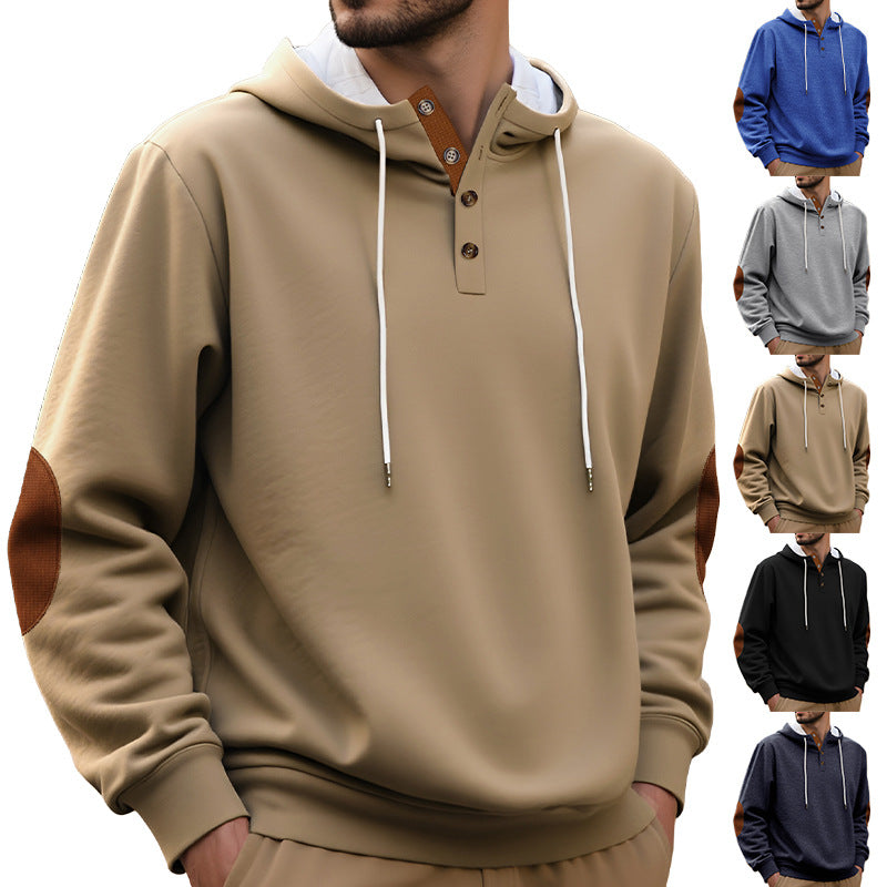 Herrens hoodie med modeknappslå och strukturerad design Mirla-Eva Jonsson