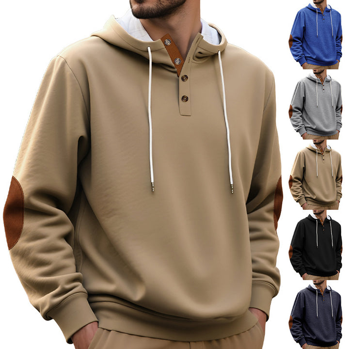 Herrens hoodie med modeknappslå och strukturerad design Mirla-Eva Jonsson