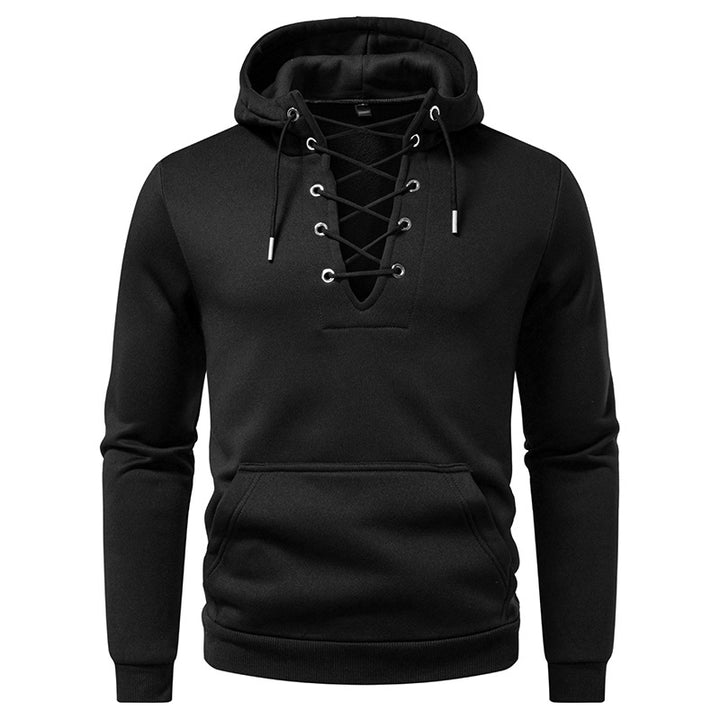 Herrens hoodie med moderiktig snördesign Mirla-Eva Jonsson