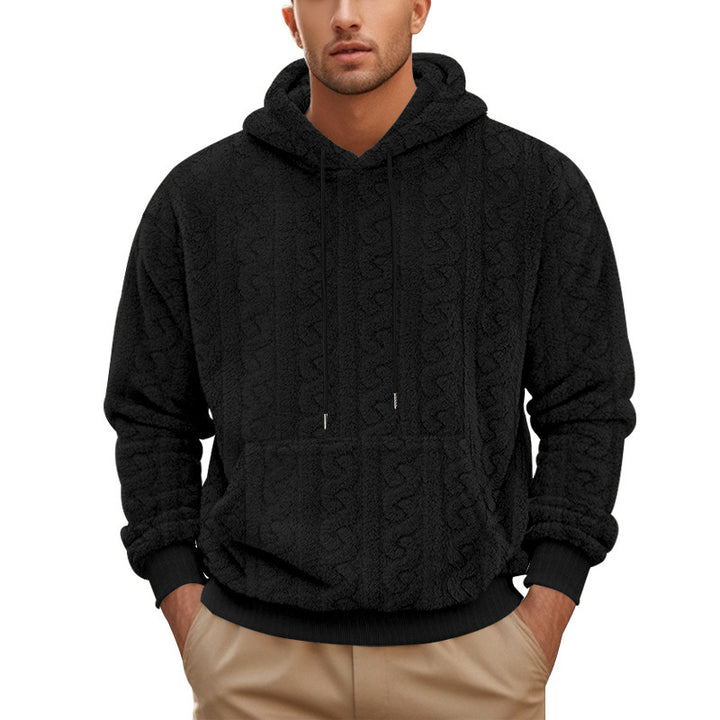 Herrens krammigt fleece-hoodie med trendig strukturdesign Mirla-Eva Jonsson