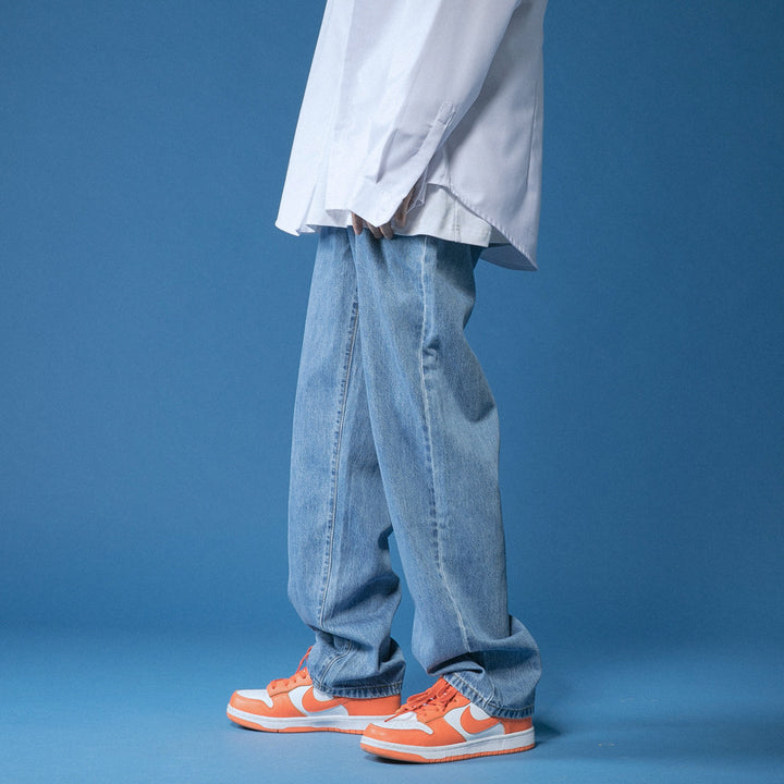 Herrens lösa denimjeans i vintage-stil med hög midja Mirla-Eva Jonsson