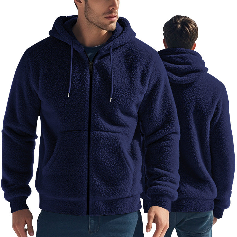 Herrens mjuk fleece-hoodie med praktiska fickor och dragkedja Mirla-Eva Jonsson