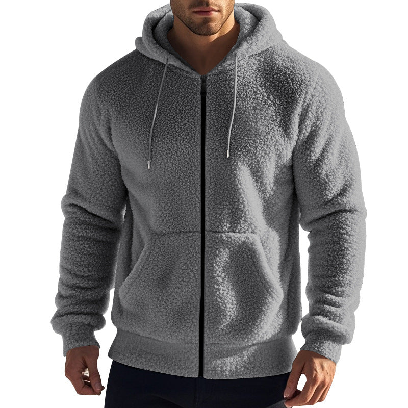 Herrens mjuk fleece-hoodie med praktiska fickor och dragkedja Mirla-Eva Jonsson