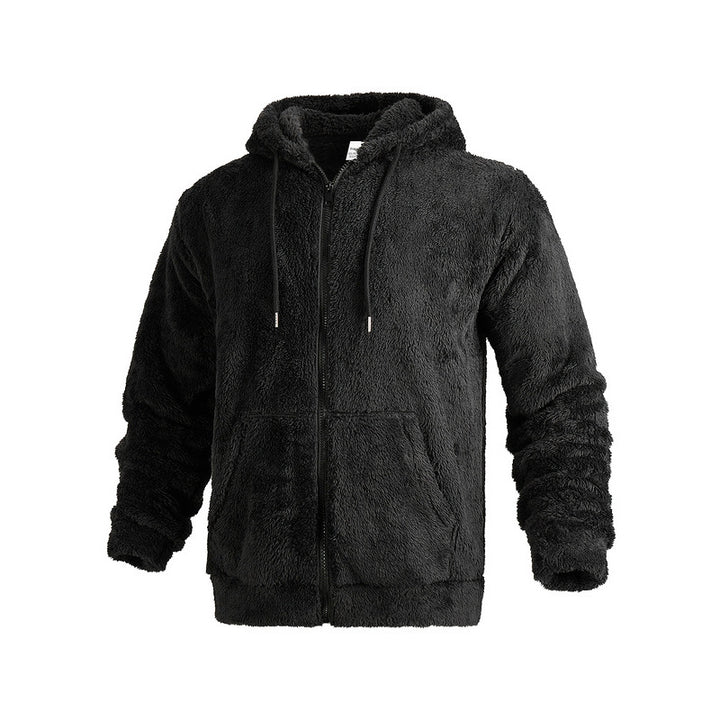 Herrens mjuk fleece-hoodie med praktiska fickor och dragkedja Mirla-Eva Jonsson