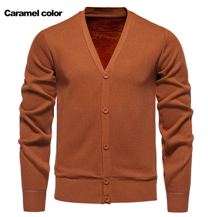 Herrens mjuka stickad jacka med V-hals och knappslå Eva Jonsson-Eva Jonsson