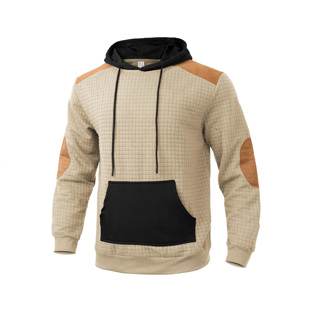 Herrens mode hoodie med strukturerad design och konstläder accenter Mirla-Eva Jonsson