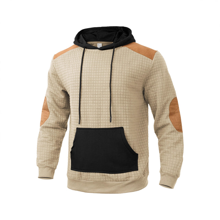 Herrens mode hoodie med strukturerad design och konstläder accenter Mirla-Eva Jonsson