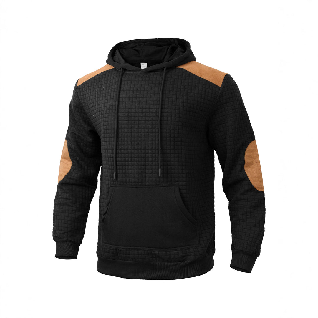 Herrens mode hoodie med strukturerad design och konstläder accenter Mirla-Eva Jonsson