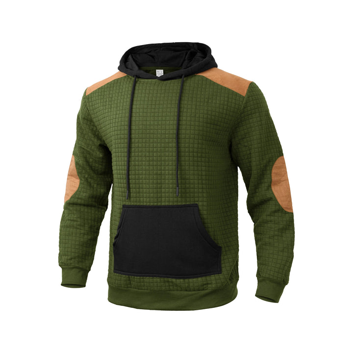 Herrens mode hoodie med strukturerad design och konstläder accenter Mirla-Eva Jonsson