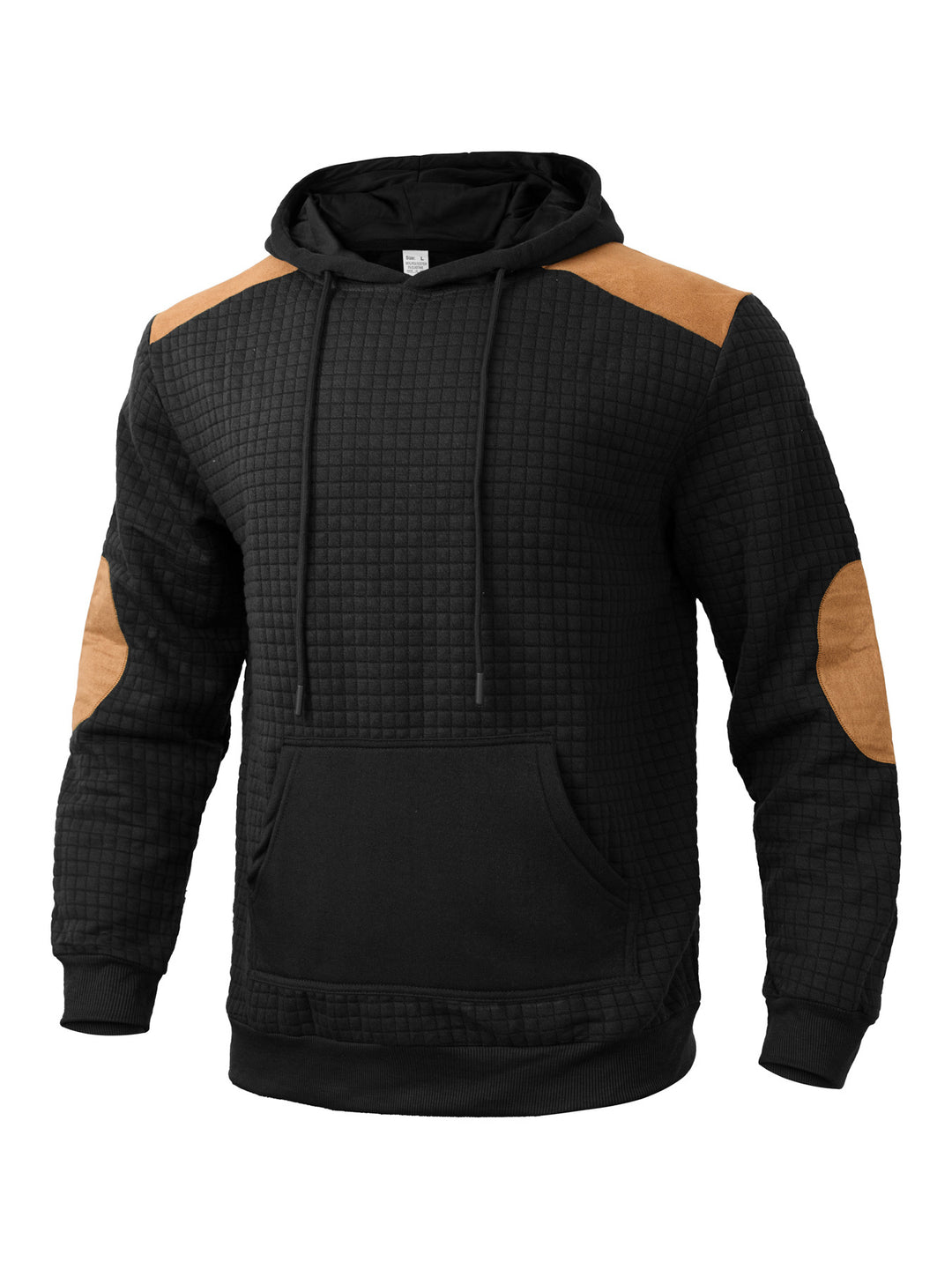 Herrens mode hoodie med strukturerad design och konstläder accenter Mirla-Eva Jonsson