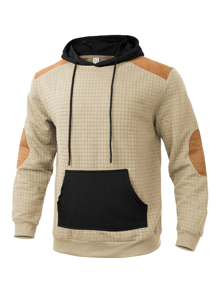 Herrens mode hoodie med strukturerad design och konstläder accenter Mirla-Eva Jonsson