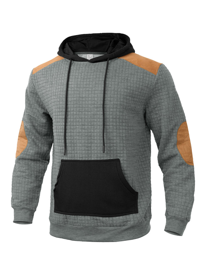 Herrens mode hoodie med strukturerad design och konstläder accenter Mirla-Eva Jonsson