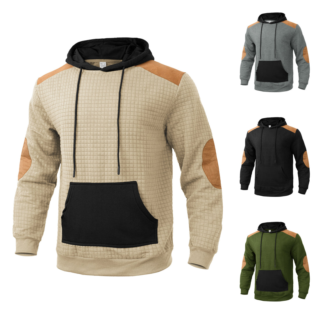 Herrens mode hoodie med strukturerad design och konstläder accenter Mirla-Eva Jonsson