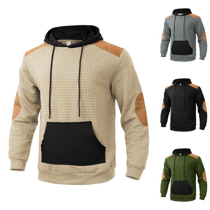 Herrens mode hoodie med strukturerad design och konstläder accenter Mirla-Eva Jonsson