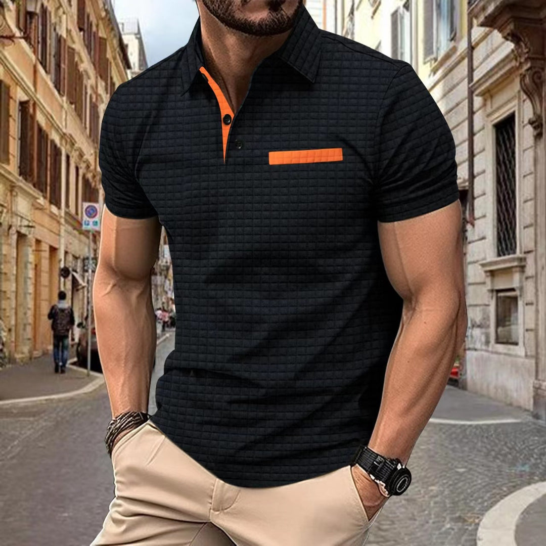 Herrens mode kortärmad polo skjorta med strukturerad design Mirla-Eva Jonsson
