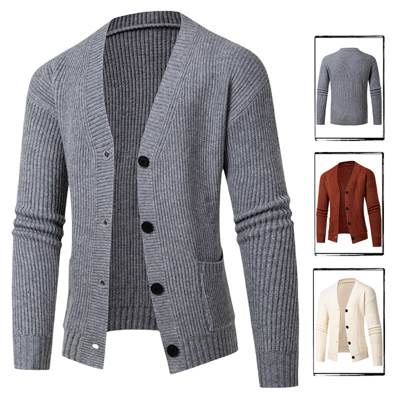 Herrens mode stickad jacka med fint ribbstickningsdesign Eva Jonsson-Eva Jonsson