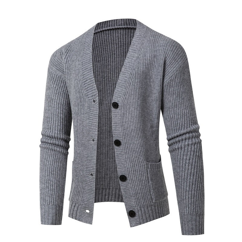 Herrens mode stickad jacka med fint ribbstickningsdesign Eva Jonsson-Eva Jonsson