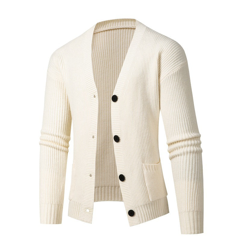 Herrens mode stickad jacka med fint ribbstickningsdesign Eva Jonsson-Eva Jonsson