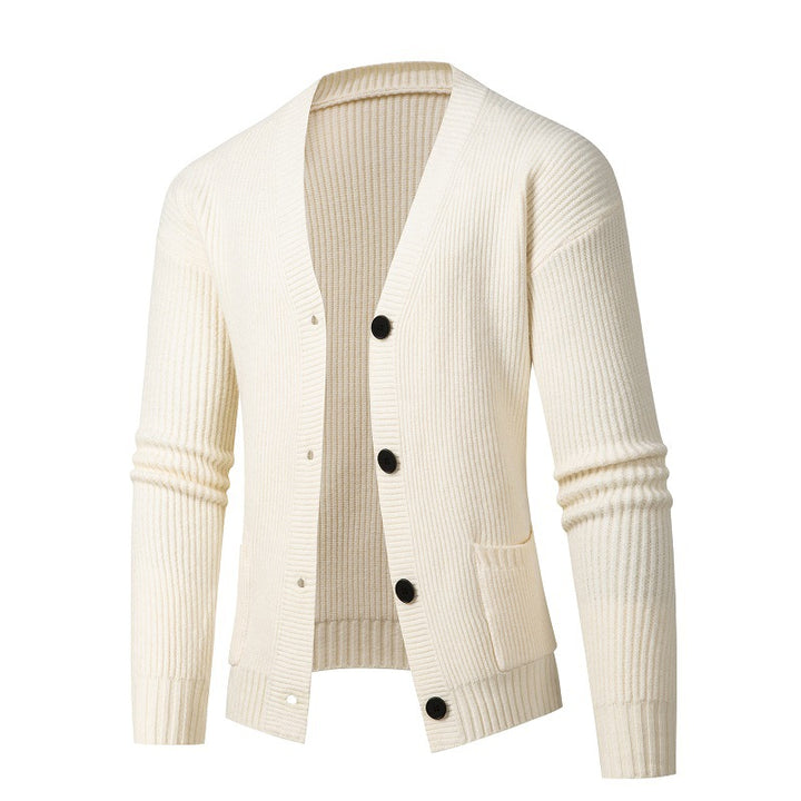 Herrens mode stickad jacka med fint ribbstickningsdesign Eva Jonsson-Eva Jonsson