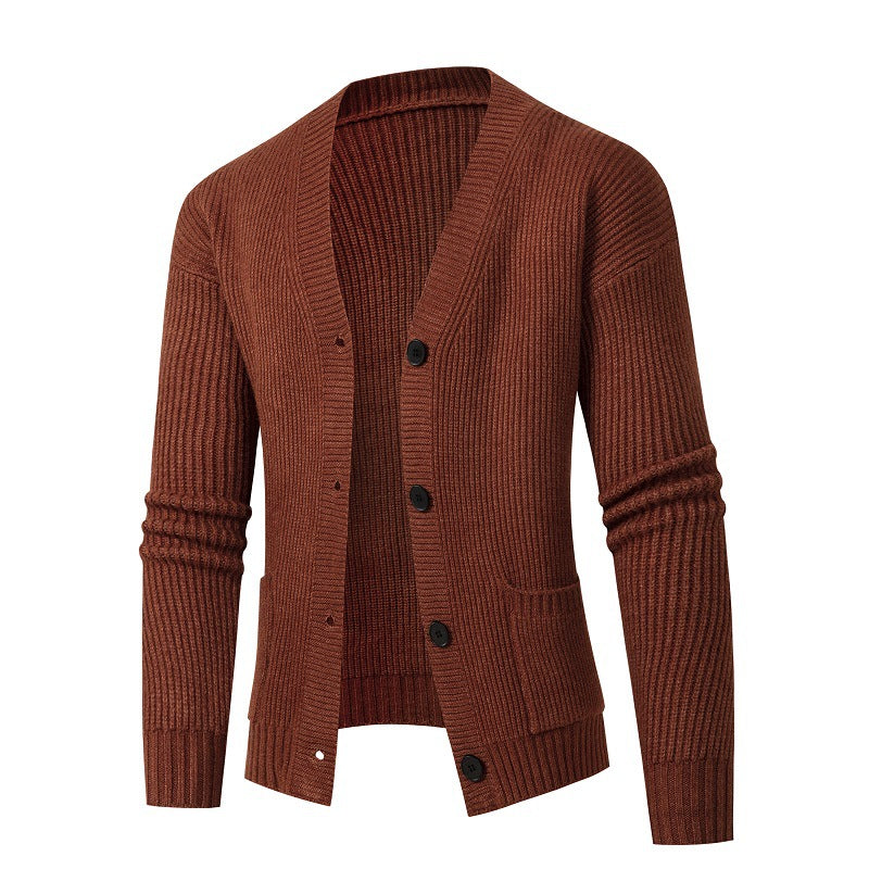 Herrens mode stickad jacka med fint ribbstickningsdesign Eva Jonsson-Eva Jonsson