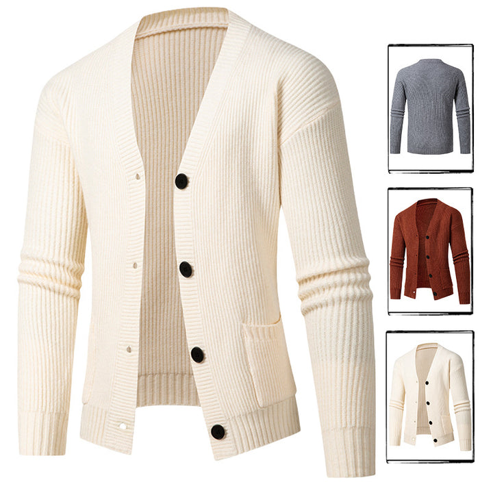 Herrens mode stickad jacka med fint ribbstickningsdesign Eva Jonsson-Eva Jonsson