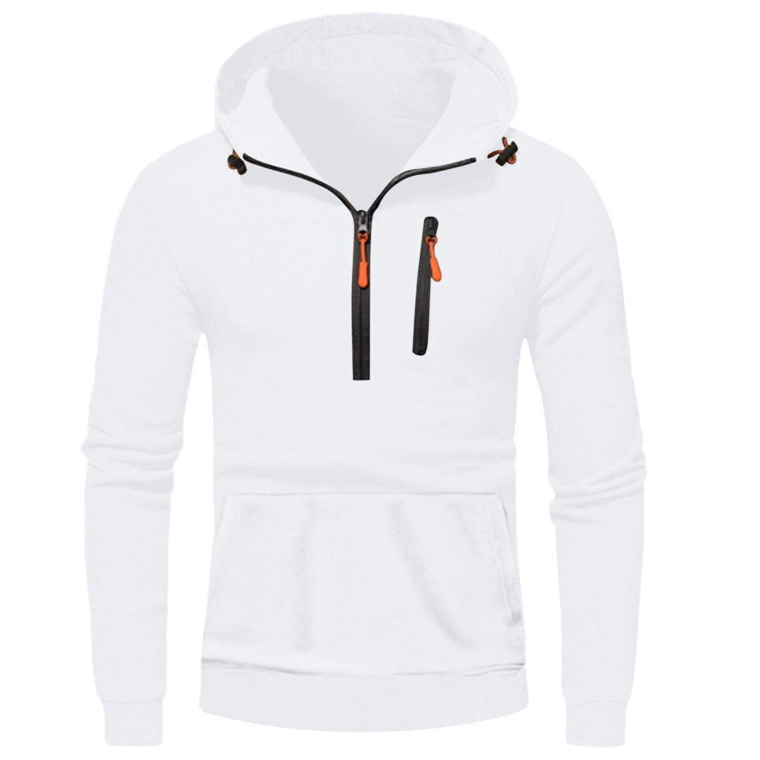 Herrens modern hoodie med innovativ halv dragkedja Mirla-Eva Jonsson