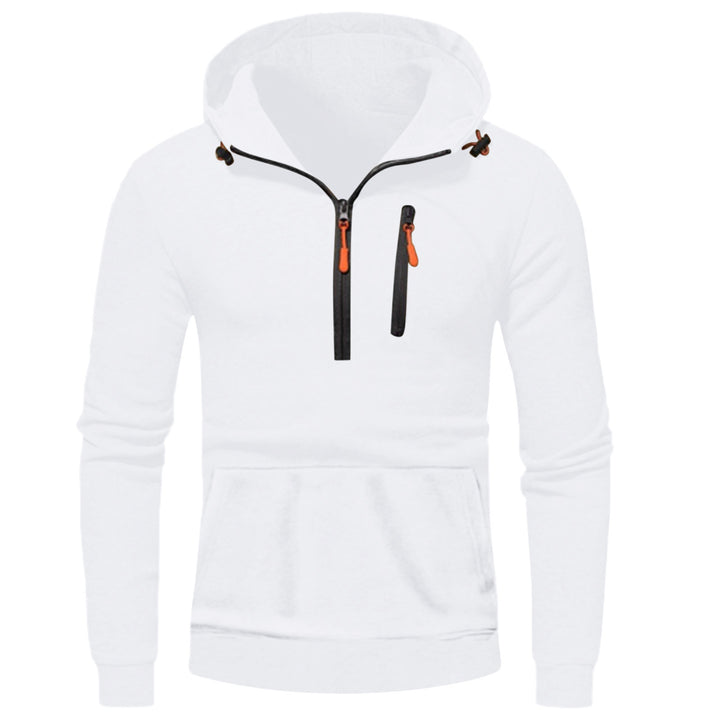 Herrens modern hoodie med innovativ halv dragkedja Mirla-Eva Jonsson