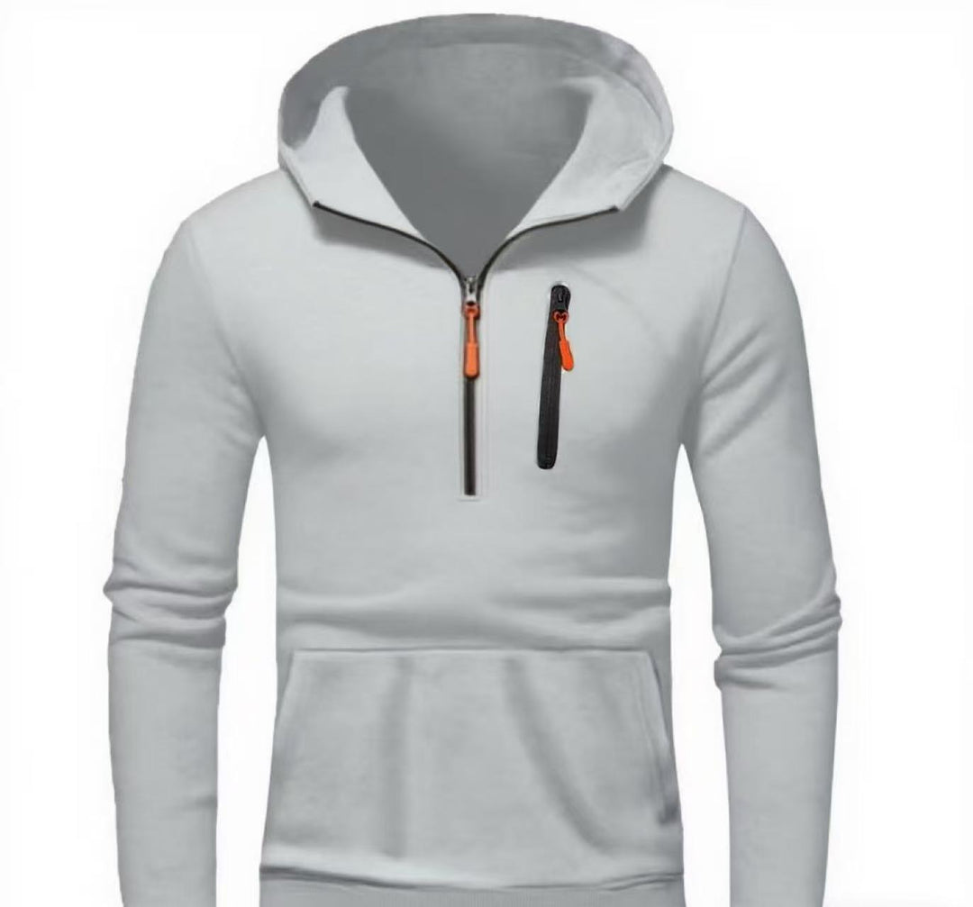 Herrens modern hoodie med innovativ halv dragkedja Mirla-Eva Jonsson